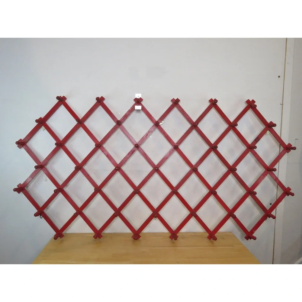 49 RED Vintage Wooden Accordion Peg Rack Wall Mount Hanger Expandable RARE